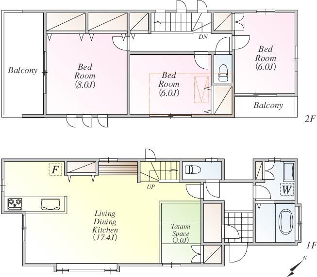 Floor plan. (1 Building), Price 51,800,000 yen, 3LDK+S, Land area 105.13 sq m , Building area 99.97 sq m