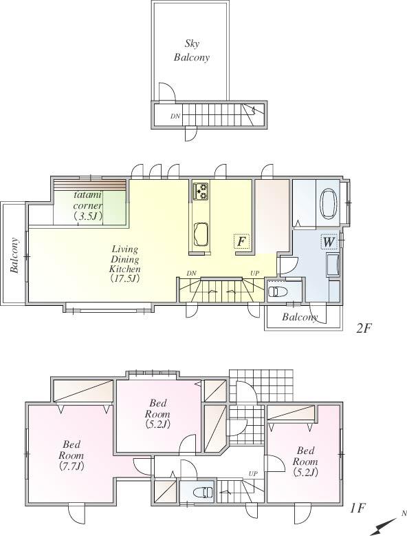 Floor plan. (6 Building), Price 51,800,000 yen, 3LDK+S, Land area 100.85 sq m , Building area 100.59 sq m