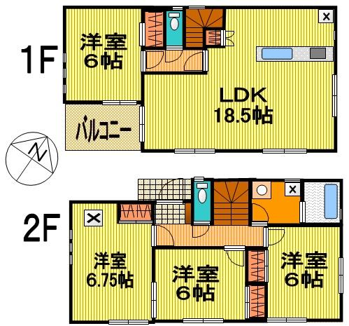Floor plan. (4 Building), Price 37,300,000 yen, 4LDK, Land area 139.68 sq m , Building area 98.37 sq m