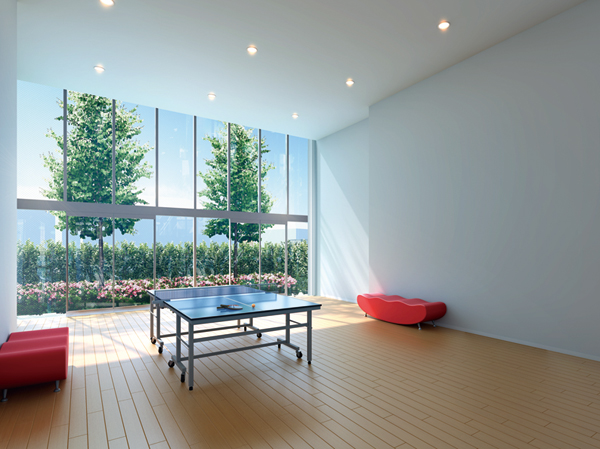 Shared facilities.  [Kids Arena] Table tennis and yoga, Little indoor sports, Events such as the Harvest Festival, The area of ​​Friendship, Hagukume fun moving the body. (Rendering CG)