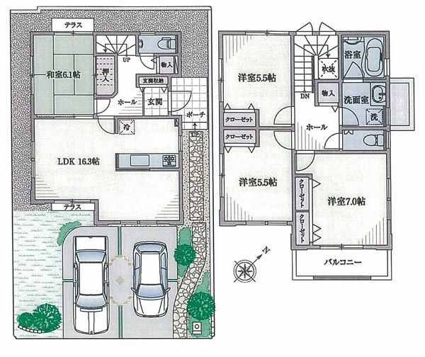 Floor plan. 48,800,000 yen, 4LDK, Land area 126.19 sq m , Is profitable even electric bill in the building area 96.05 sq m solar power