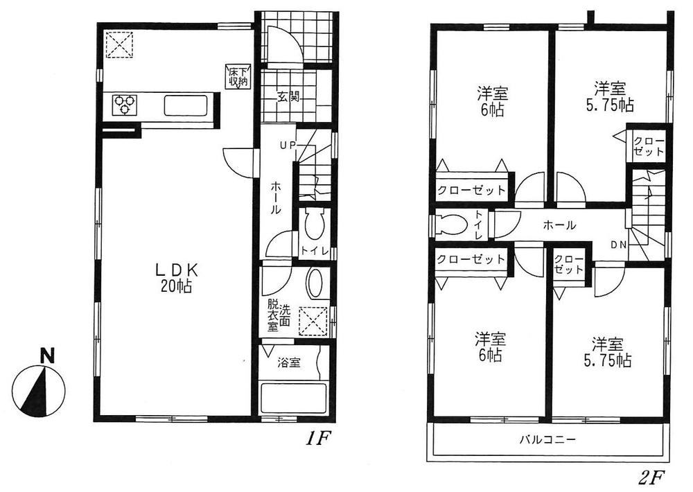 Floor plan. (1 Building), Price 41,800,000 yen, 4LDK, Land area 108.06 sq m , Building area 97.7 sq m
