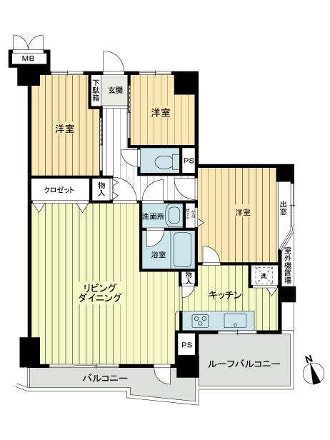 Floor plan. 3LDK, Price 28 million yen, Occupied area 72.07 sq m , Balcony area 5.92 sq m