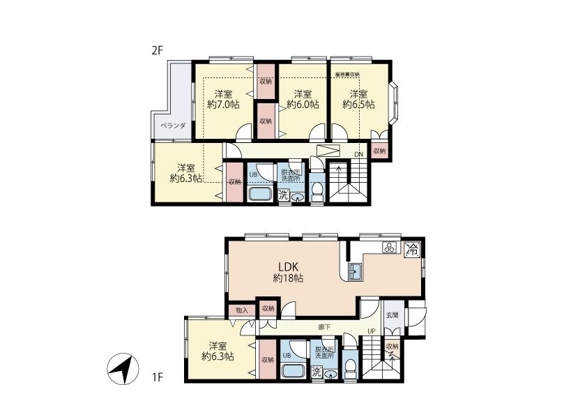 Floor plan. 28.5 million yen, 5LDK, Land area 101.01 sq m , Building area 115.4 sq m
