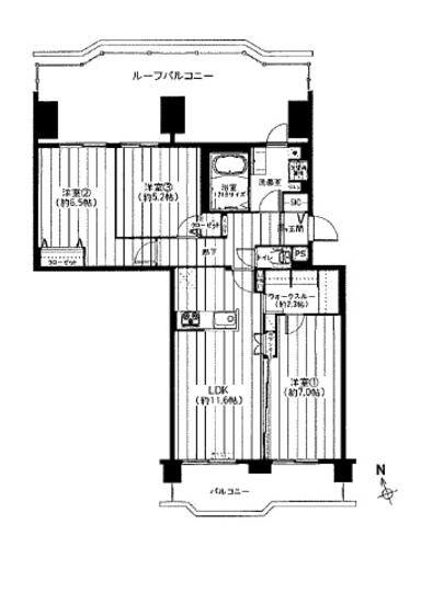 Floor plan. 3LDK, Price 24,990,000 yen, Occupied area 73.28 sq m , Balcony area 8.91 sq m floor plan