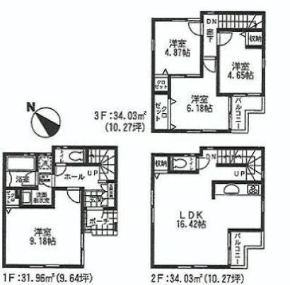 Floor plan. (13 Building), Price 35,800,000 yen, 4LDK, Land area 60.72 sq m , Building area 100.02 sq m