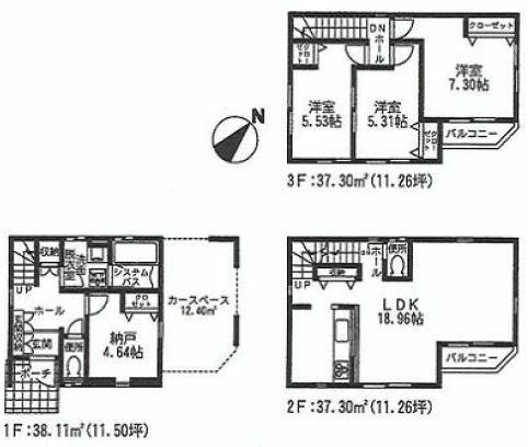 Floor plan. (25 Building), Price 39,800,000 yen, 3LDK+S, Land area 56 sq m , Building area 112.71 sq m