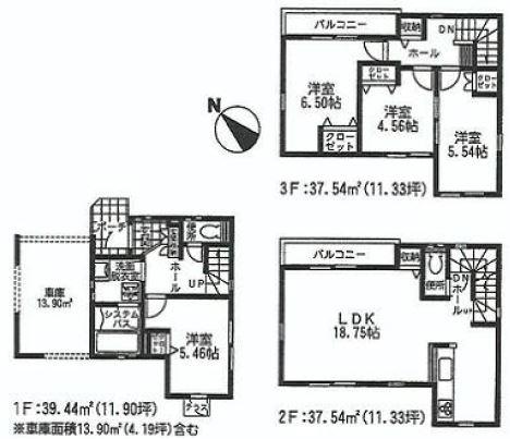 Floor plan. (26 Building), Price 36,800,000 yen, 4LDK, Land area 62.14 sq m , Building area 114.52 sq m