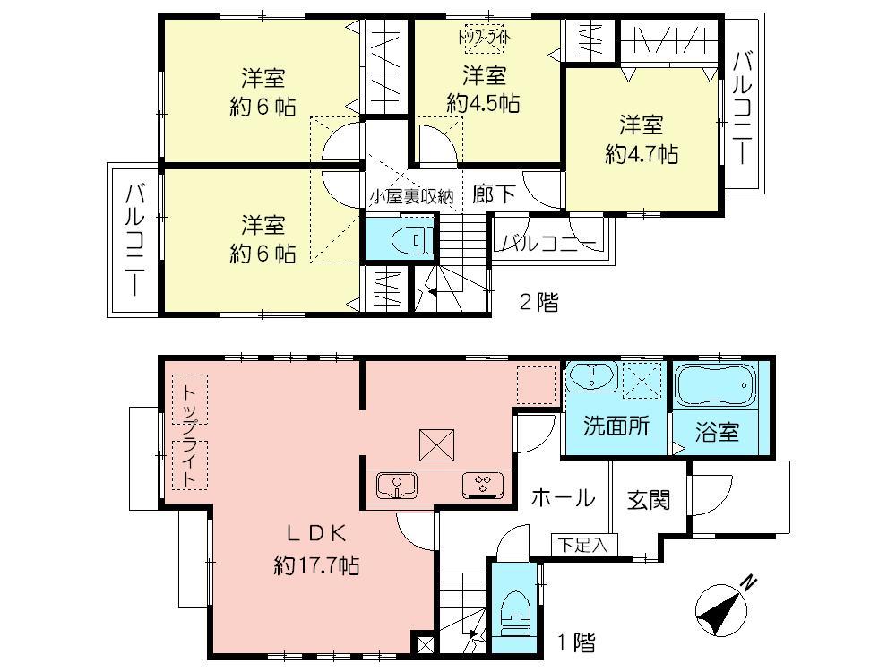 Floor plan. 39,800,000 yen, 4LDK, Land area 82.62 sq m , Building area 92.94 sq m
