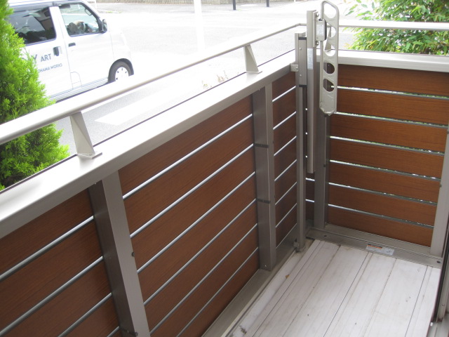 Balcony. Wood deck tone balcony