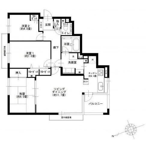 Floor plan. 3LDK, Price 26,900,000 yen, Occupied area 77.75 sq m , Balcony area 5 sq m popular corner room per yang ・ Good view.