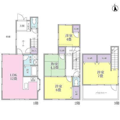 Floor plan. 4LDK type. There is a loft on the second floor. 
