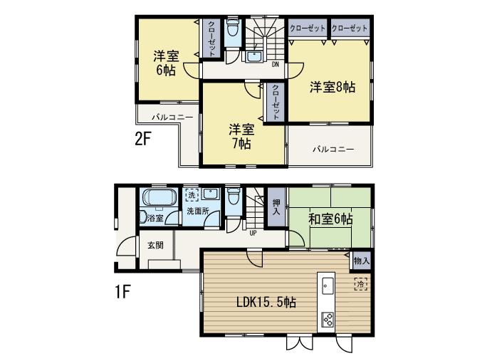 Floor plan. 37,800,000 yen, 4LDK, Land area 126.25 sq m , Building area 105.99 sq m total floor area of ​​105.99 sq m  It is the comfort 4LDK is also good per sun ☆