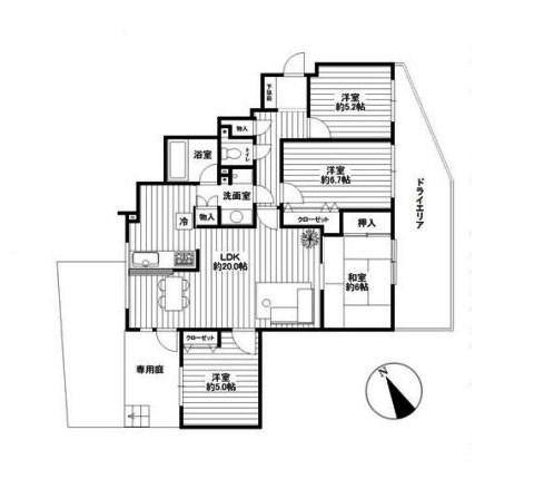 Floor plan. 4LDK, Price 24,900,000 yen, Occupied area 91.67 sq m , Balcony area 16.85 sq m