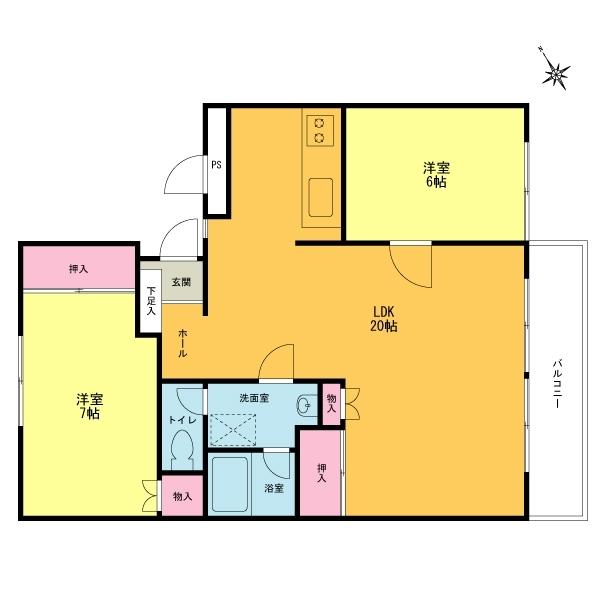 Floor plan. 2LDK, Price 14.5 million yen, Occupied area 70.47 sq m , It will be the floor plan of 2LDK of balcony area 9.72 sq m occupied area 70.47 square meters.