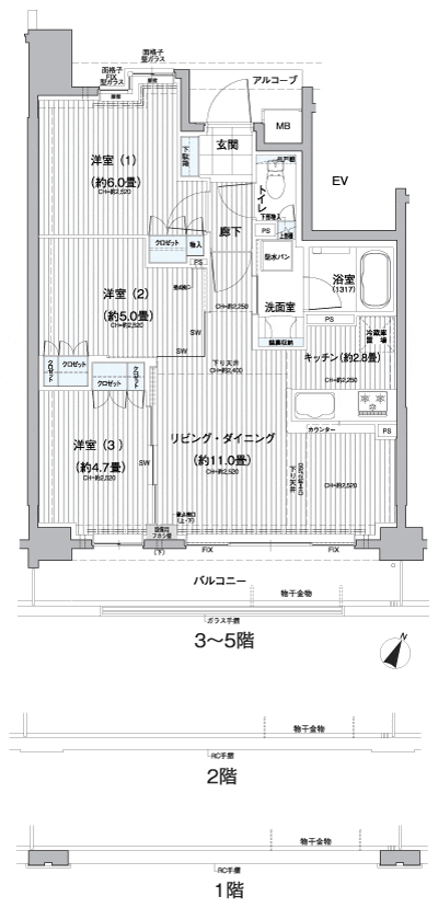 Floor: 3LDK, occupied area: 61.01 sq m, Price: TBD