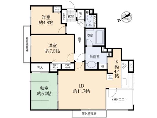 Floor plan. 3LDK, Price 26,900,000 yen, Occupied area 77.75 sq m , Balcony area 5 sq m floor plan