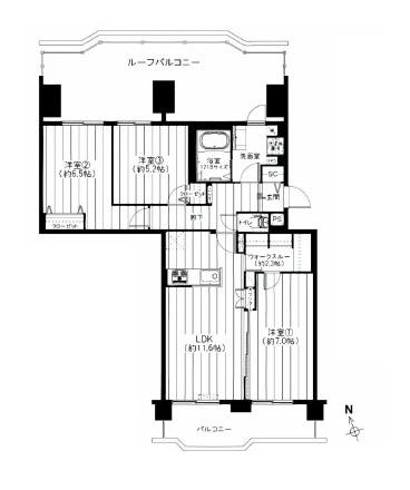 Floor plan. 3LDK, Price 24,990,000 yen, Occupied area 73.28 sq m