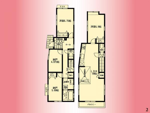 Floor plan. 43,800,000 yen, 2LDK+2S, Land area 111.69 sq m , Building area 100.39 sq m
