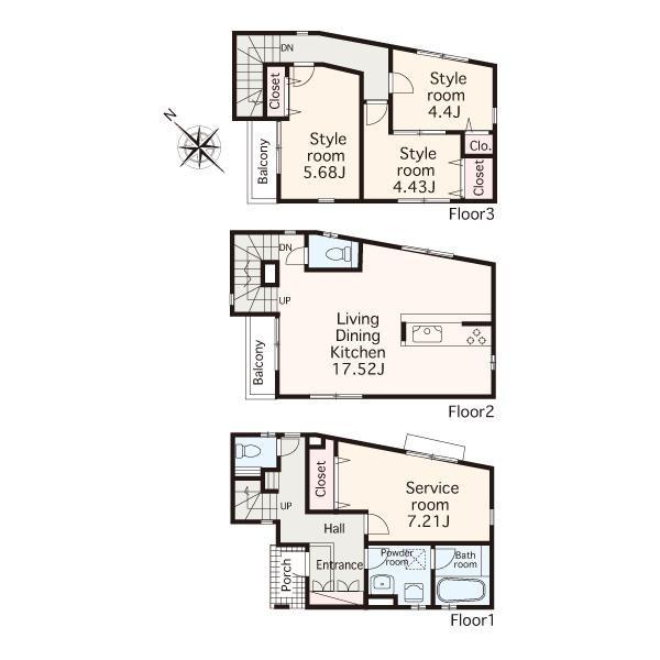 Floor plan. 34,800,000 yen, 3LDK+S, Land area 60.59 sq m , Building area 100.19 sq m