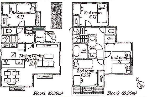 Floor plan. (R-7-8), Price 32,500,000 yen, 4LDK, Land area 125.09 sq m , Building area 99.92 sq m