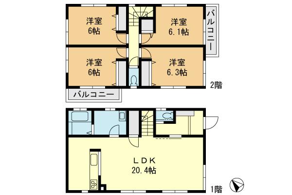 Floor plan. (1 Building), Price 45,800,000 yen, 4LDK, Land area 150.87 sq m , Building area 101.84 sq m