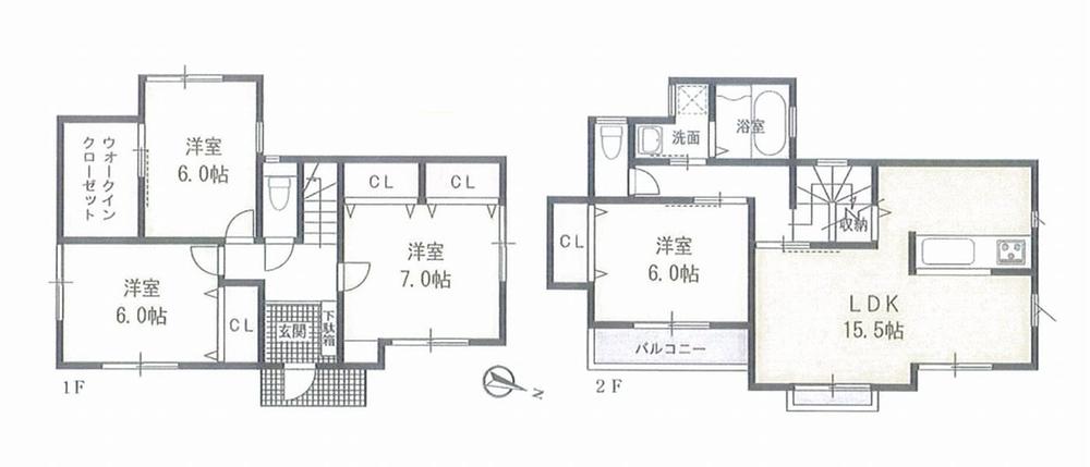 Floor plan. (H Building), Price 36,800,000 yen, 4LDK, Land area 134.87 sq m , Building area 103.09 sq m