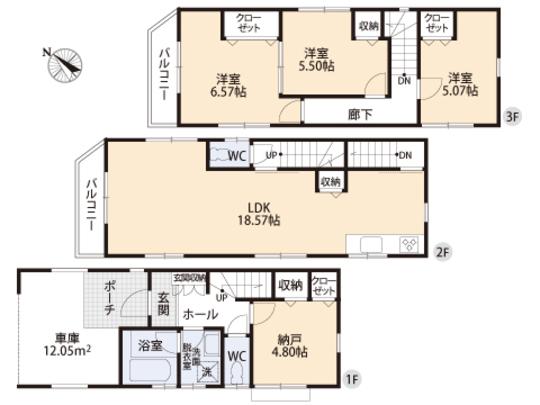 Floor plan. 37,800,000 yen, 2LDK, Land area 61.75 sq m , Building area 117.07 sq m floor plan
