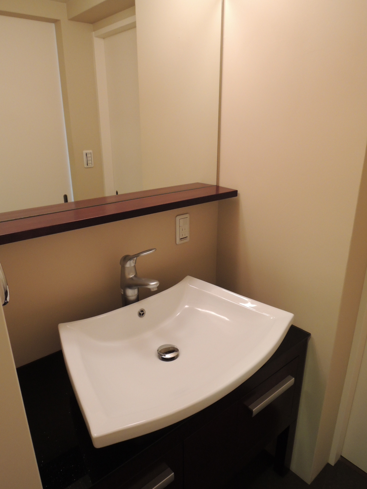 Washroom. Stylish independent wash basin