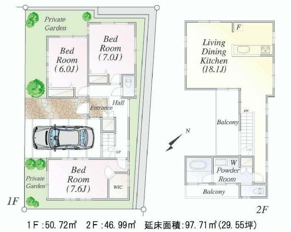 Other building plan example. Building plan example (No. 3 locations) Building price 15.8 million yen, Building area 97.71 sq m