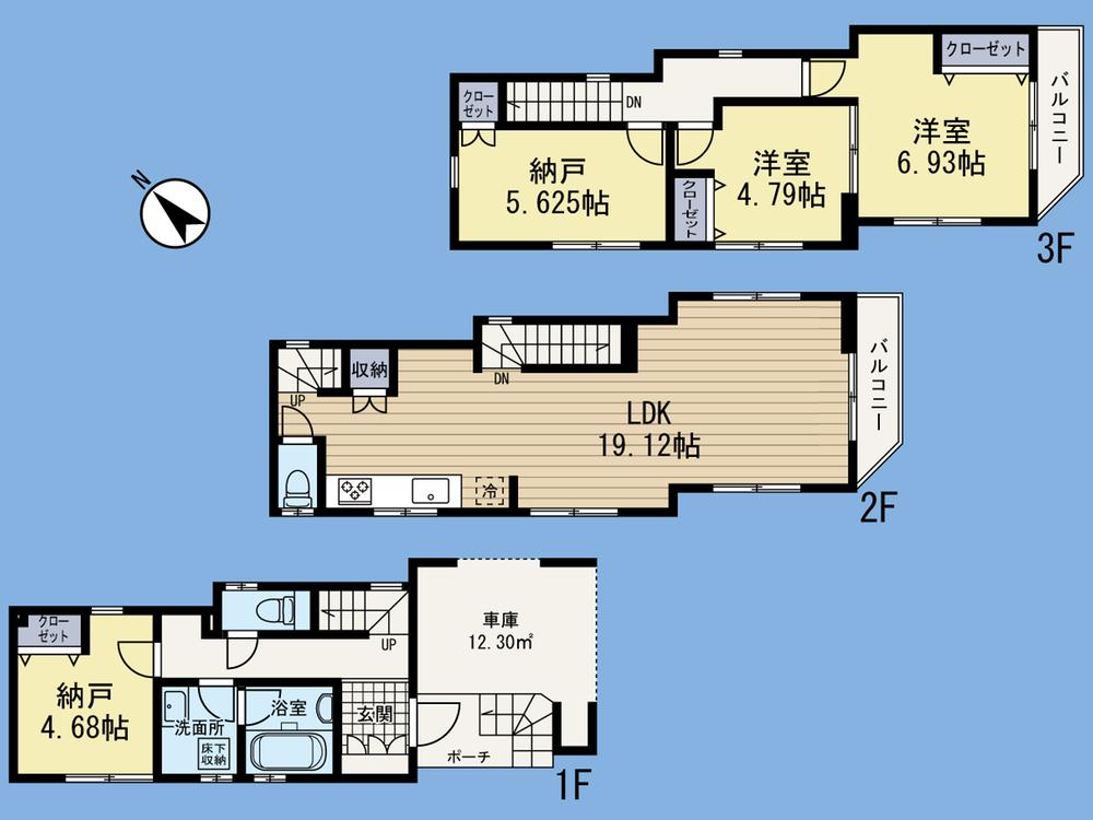 Floor plan. (5 Building), Price 38,800,000 yen, 2LDK+2S, Land area 60.57 sq m , Building area 112.36 sq m