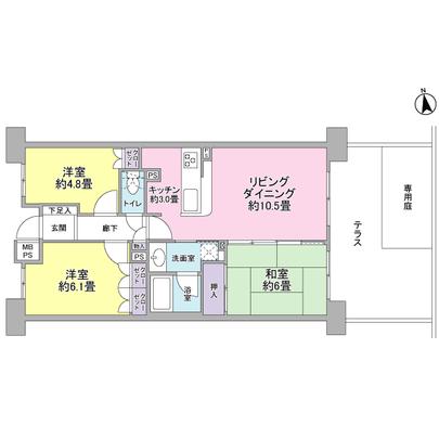 Floor plan. Terrace on the first floor part ・ Private is equipped with garden.