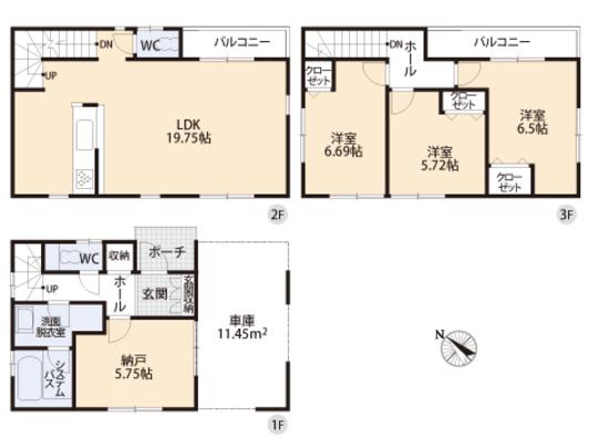Floor plan. 35,800,000 yen, 3LDK, Land area 55 sq m , Building area 114.51 sq m floor plan