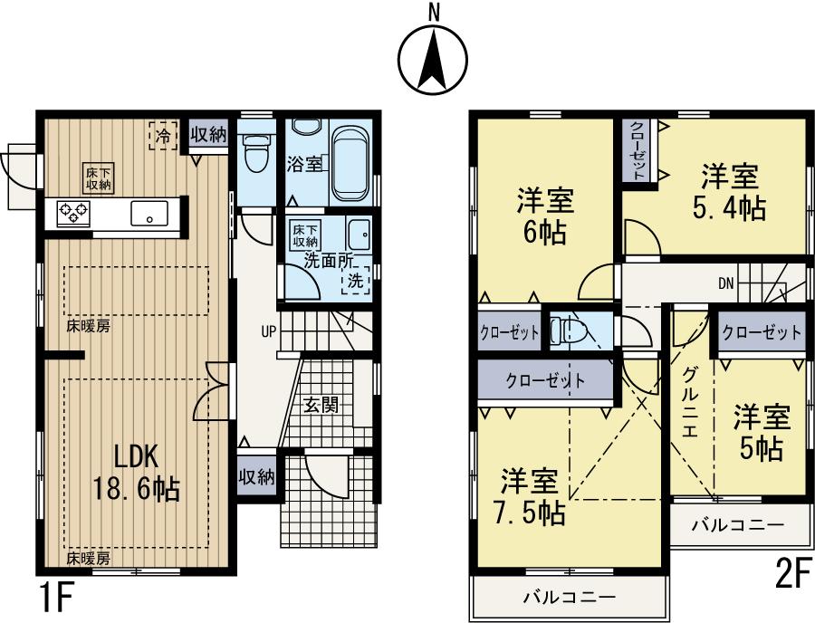 Floor plan. (1), Price 52,800,000 yen, 4LDK, Land area 110.97 sq m , Building area 101.02 sq m