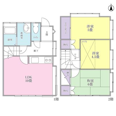 Floor plan. There is the 2 Kaiyoshitsu 5 tatami top light (skylight), The 2 Kaiyoshitsu 4.5 tatami Russia