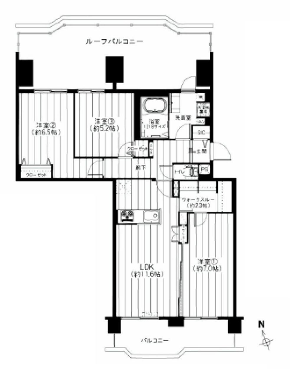 Floor plan. 3LDK, Price 24,990,000 yen, Occupied area 73.28 sq m