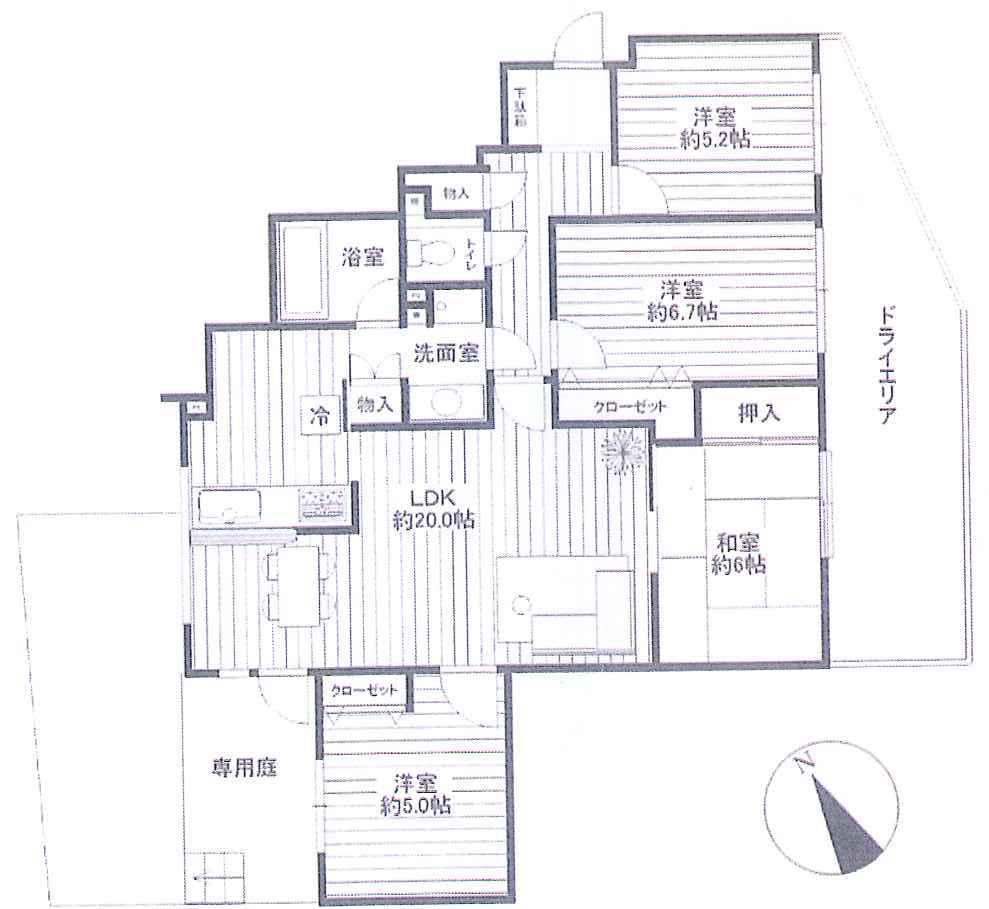 Floor plan. 4LDK, Price 24,900,000 yen, Occupied area 91.67 sq m