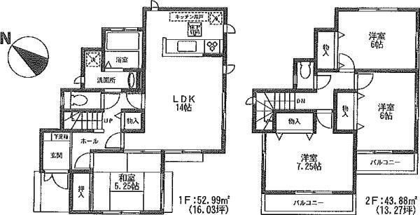 Floor plan. 49,800,000 yen, 4LDK, Land area 130.38 sq m , Building area 96.87 sq m