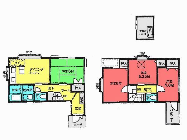 Floor plan. 23 million yen, 4DK, Land area 69.03 sq m , Building area 73.1 sq m "Zhongshan" a 12-minute walk to the station. Storage space rich 4DK. 
