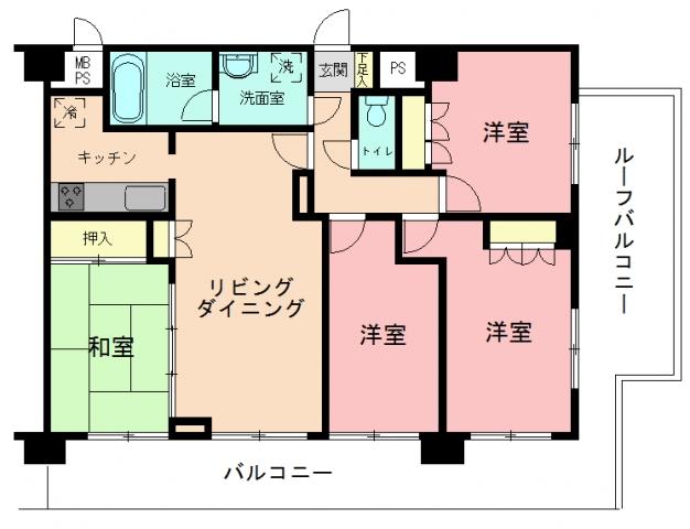 Floor plan. 4LDK, Price 31,800,000 yen, Footprint 85.6 sq m , Balcony area 17.55 sq m