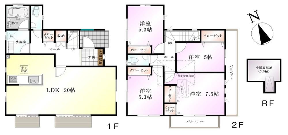 Floor plan. (6 Building), Price 58,800,000 yen, 4LDK, Land area 103.14 sq m , Building area 104.13 sq m