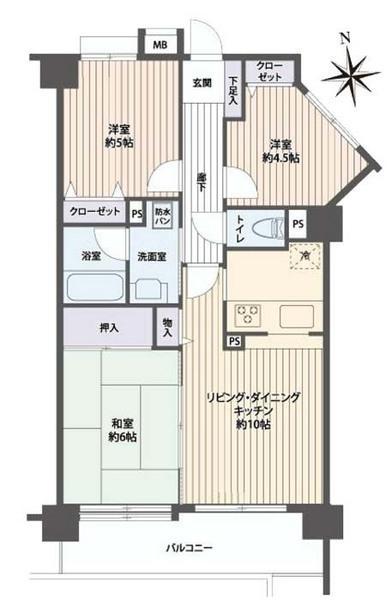 Floor plan. 3LDK, Price 24,980,000 yen, Occupied area 59.31 sq m , Balcony area 8.31 sq m