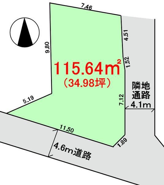 Compartment figure. Land price 19,800,000 yen, Land area 115.64 sq m