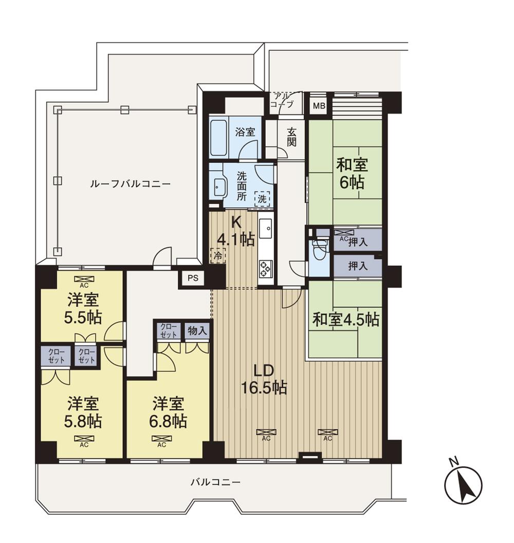 Floor plan. 4LDK, Price 33,300,000 yen, Footprint 114.01 sq m , Balcony area 19.58 sq m