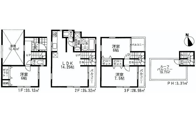 Floor plan. (12 Building), Price 30,960,000 yen, 3LDK, Land area 51.93 sq m , Building area 100.73 sq m
