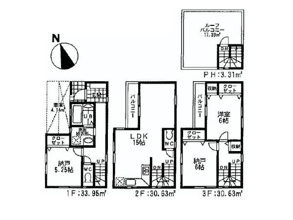 Floor plan. (13 Building), Price 29,960,000 yen, 3LDK, Land area 52.58 sq m , Building area 98.52 sq m