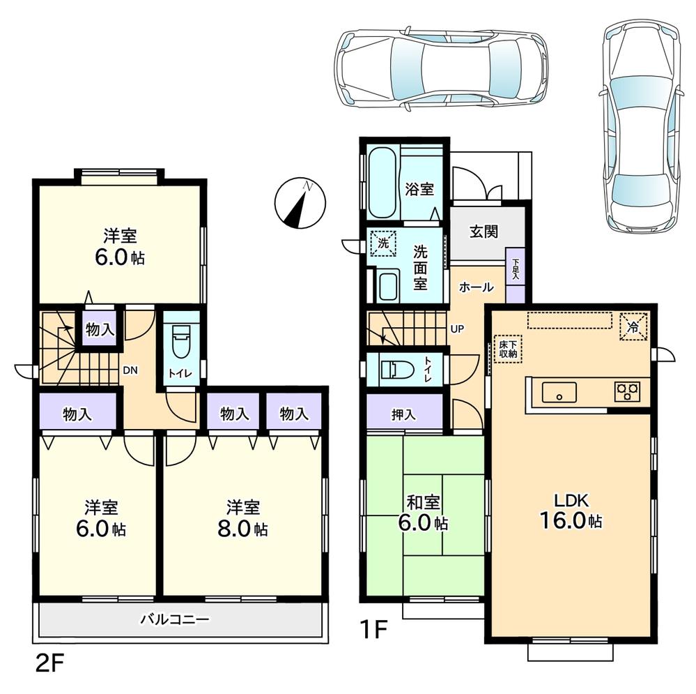Floor plan. (1 Building), Price 51,800,000 yen, 4LDK, Land area 156.65 sq m , Building area 100.19 sq m