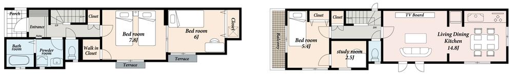 Floor plan. (B Building), Price 25,400,000 yen, 3LDK+S, Land area 125.04 sq m , Building area 88.39 sq m