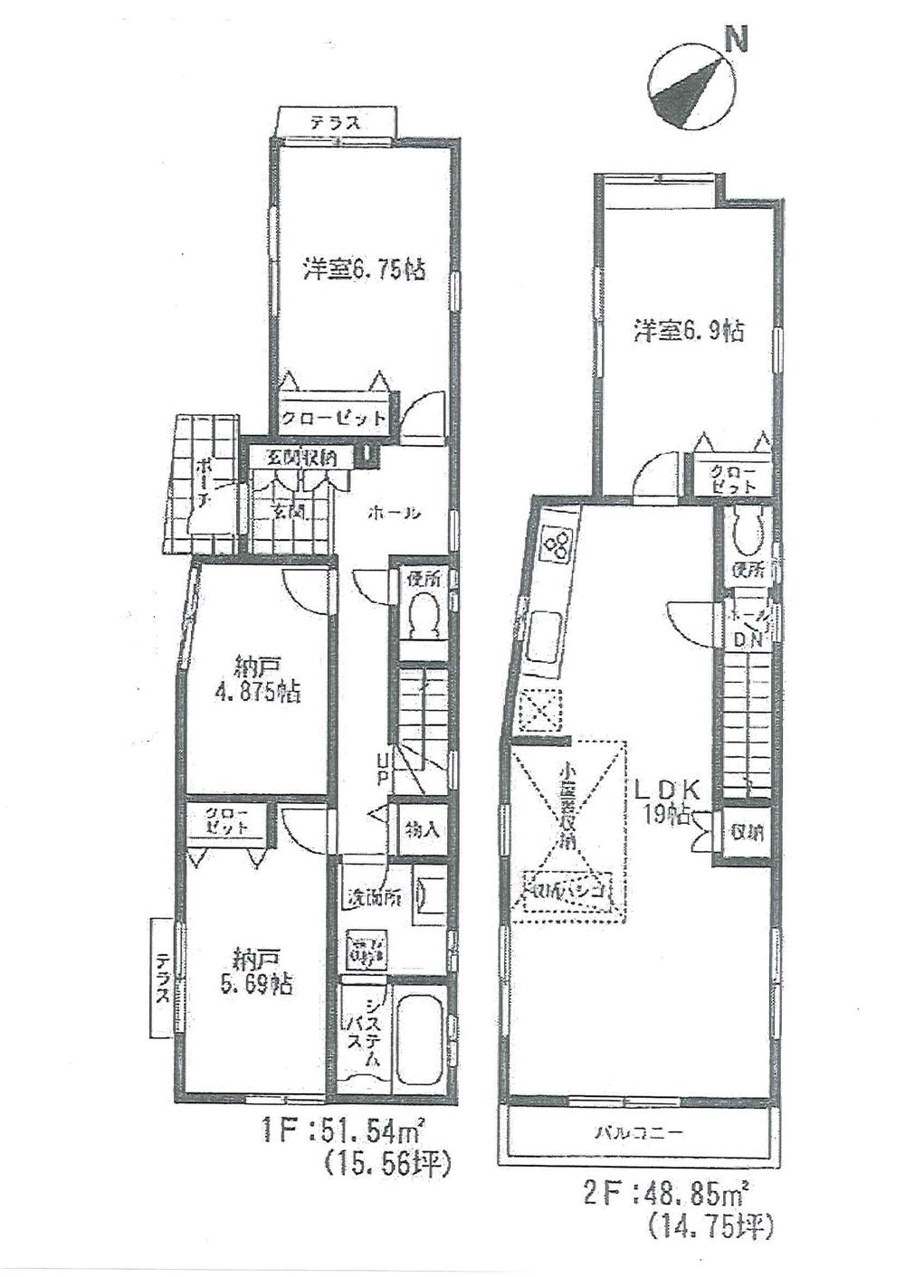 Floor plan. (2), Price 43,800,000 yen, 2LDK+2S, Land area 111.69 sq m , Building area 100.39 sq m