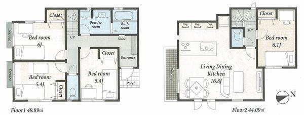 Floor plan. (R-11 1 Building), Price 33,800,000 yen, 4LDK, Land area 125.46 sq m , Building area 93.98 sq m